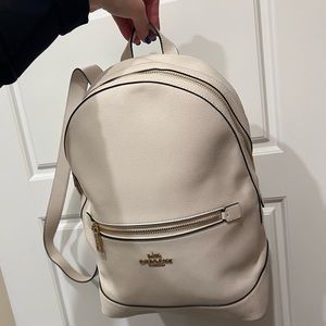 Never used coach leather white backpack